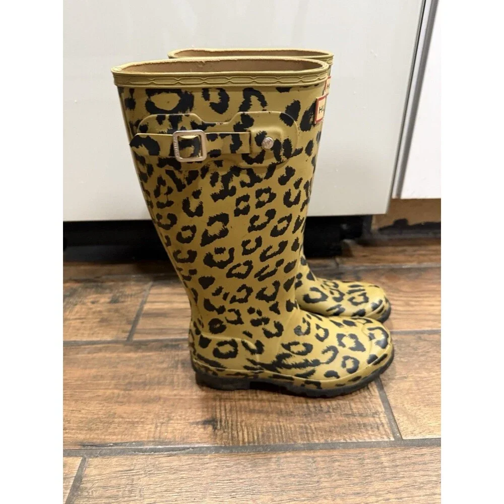 Hunter Kids Original Tall Leopard Print Rain Boots G5/B4 Rubber